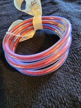 Plunder Iridescent Pink Jelly Bracelet 4 Pc Set